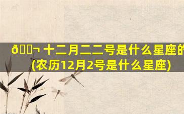🐬 十二月二二号是什么星座的(农历12月2号是什么星座)